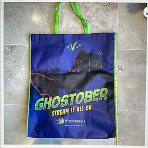 Discovery Ghostober Blue and Neon Green Tote